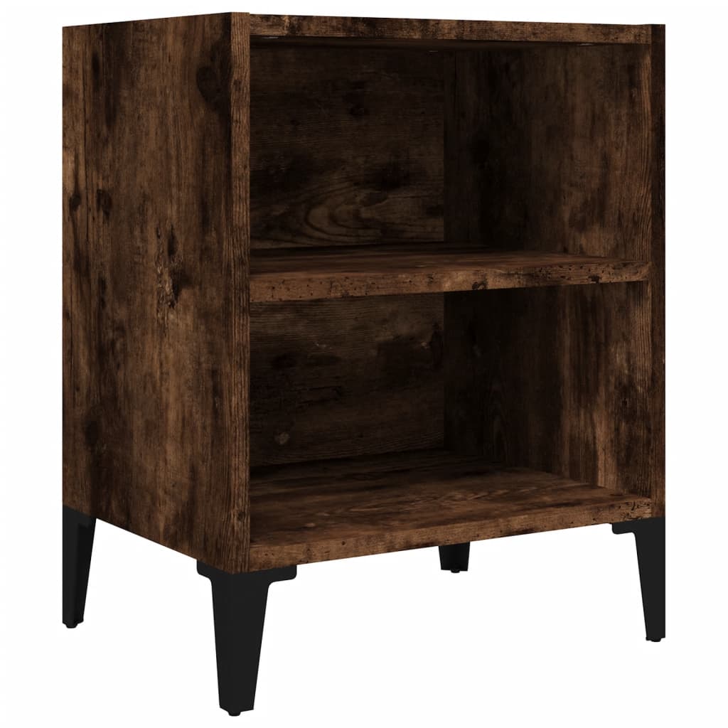 Bed Cabinet with Metal Legs Smoked Oak 40x30x50 cm