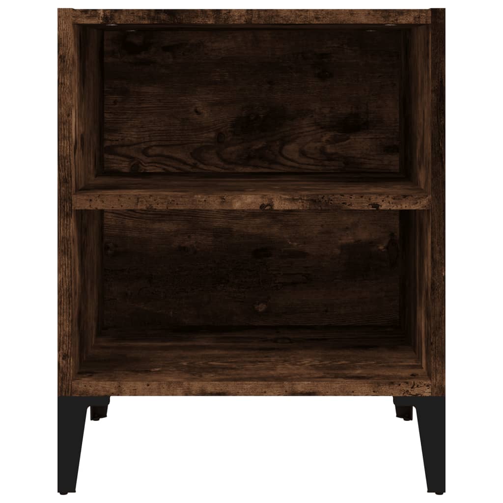 Bed Cabinet with Metal Legs Smoked Oak 40x30x50 cm
