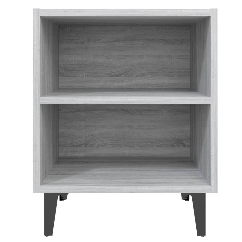 Bed Cabinet with Metal Legs Grey Sonoma 40x30x50 cm