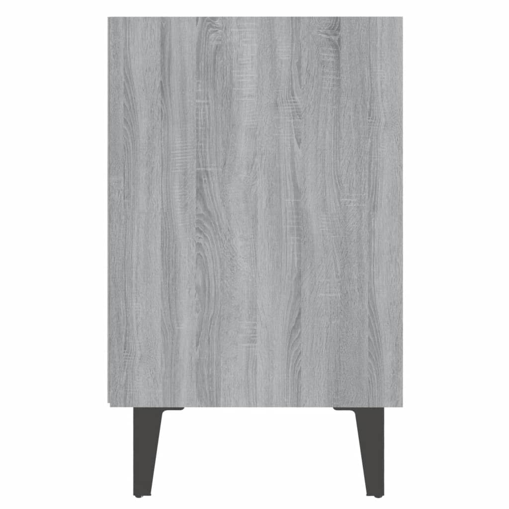 Bed Cabinet with Metal Legs Grey Sonoma 40x30x50 cm