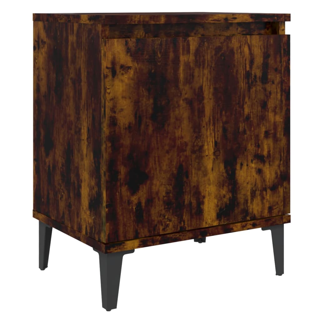Bed Cabinets with Metal Legs Smoked Oak 40x30x50 cm
