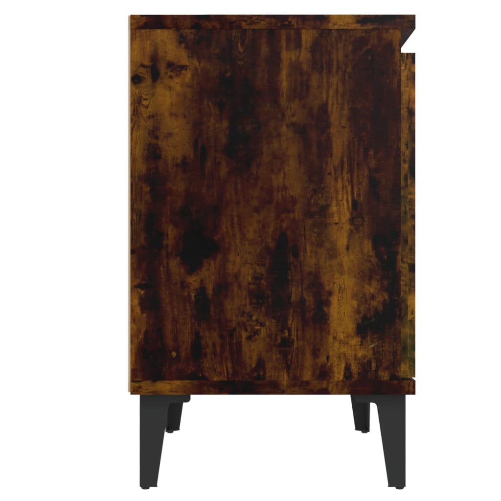 Bed Cabinets with Metal Legs Smoked Oak 40x30x50 cm