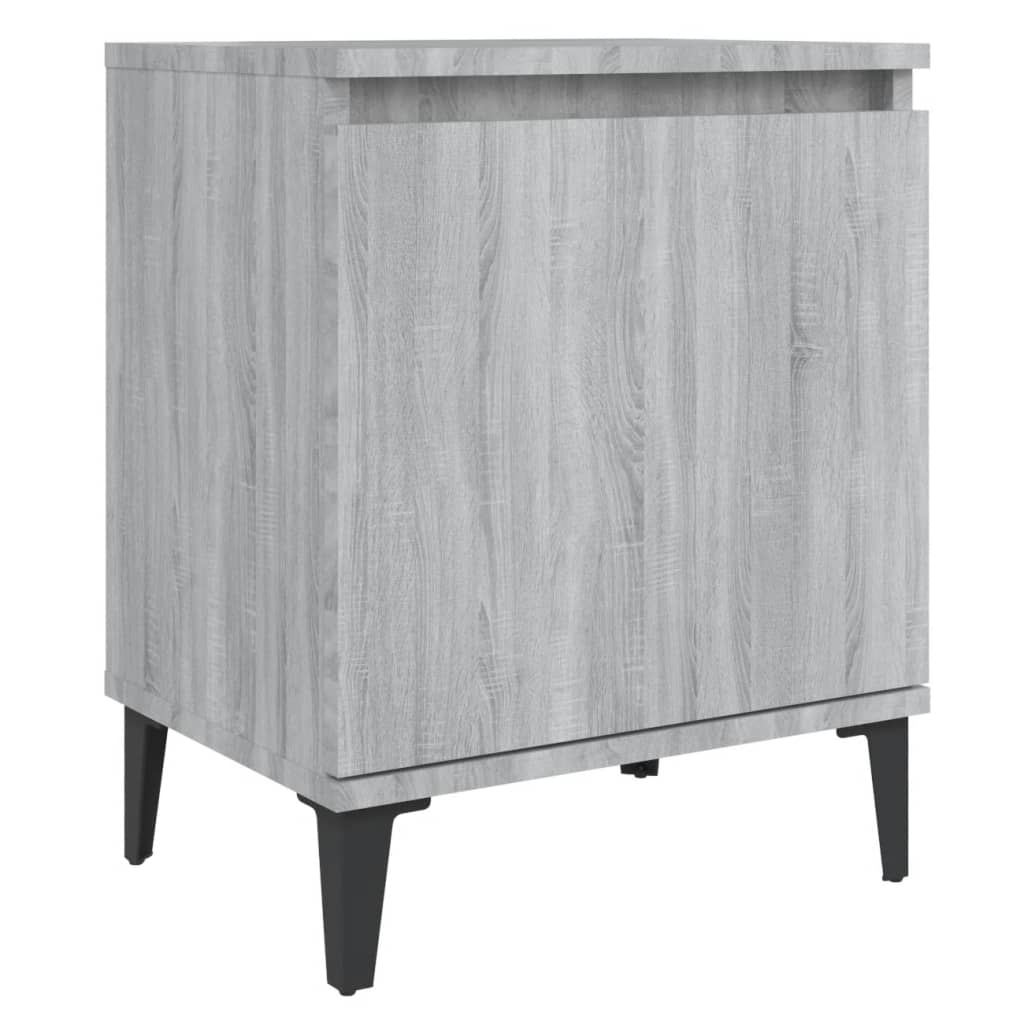 Bed Cabinet with Metal Legs Grey Sonoma 40x30x50 cm