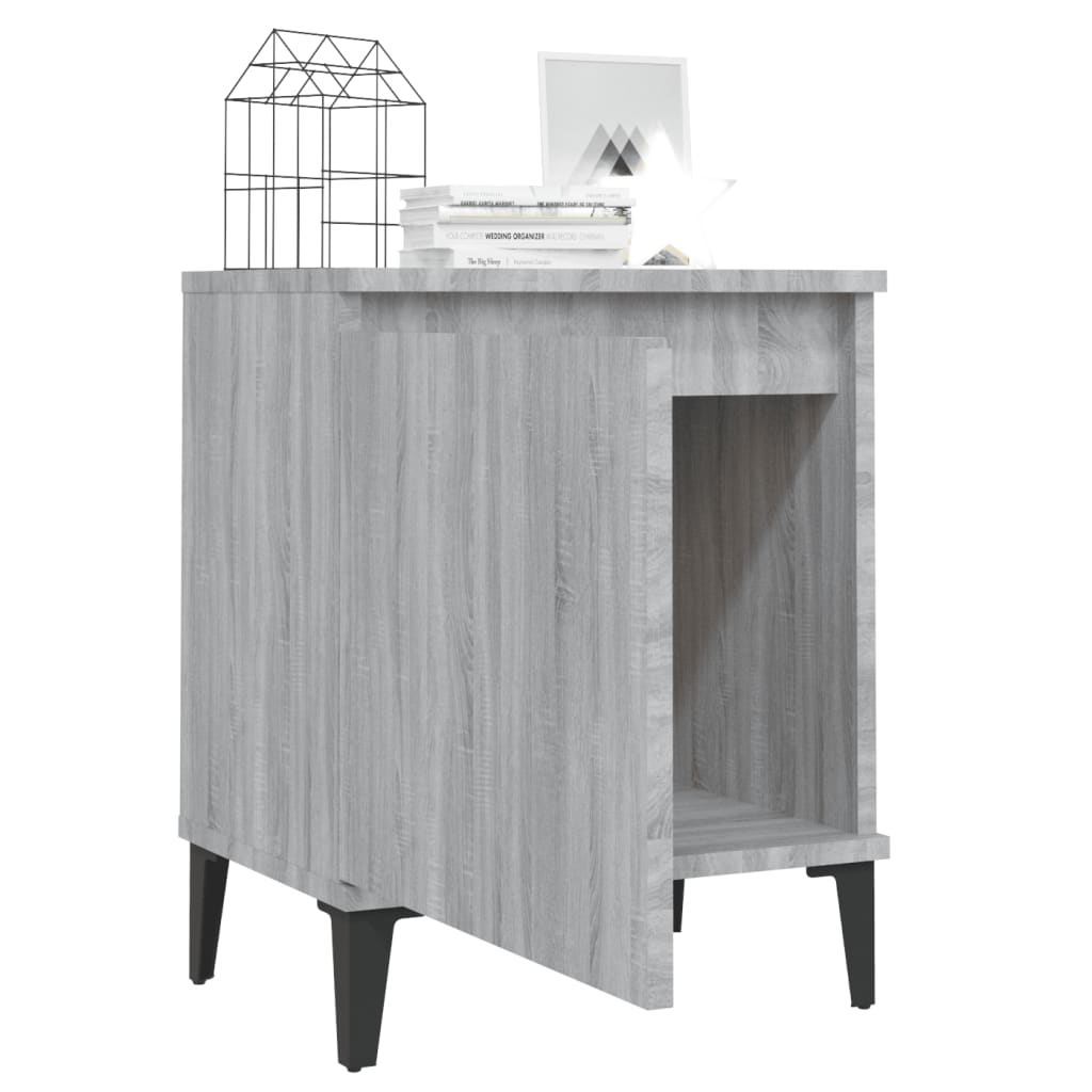 Bed Cabinets with Metal Legs Grey Sonoma 40x30x50 cm