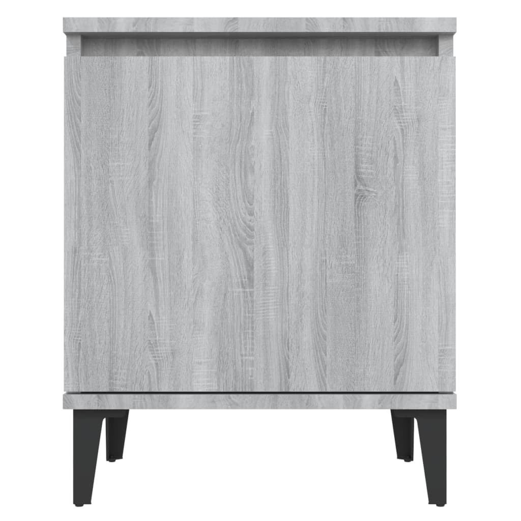 Bed Cabinets with Metal Legs Grey Sonoma 40x30x50 cm