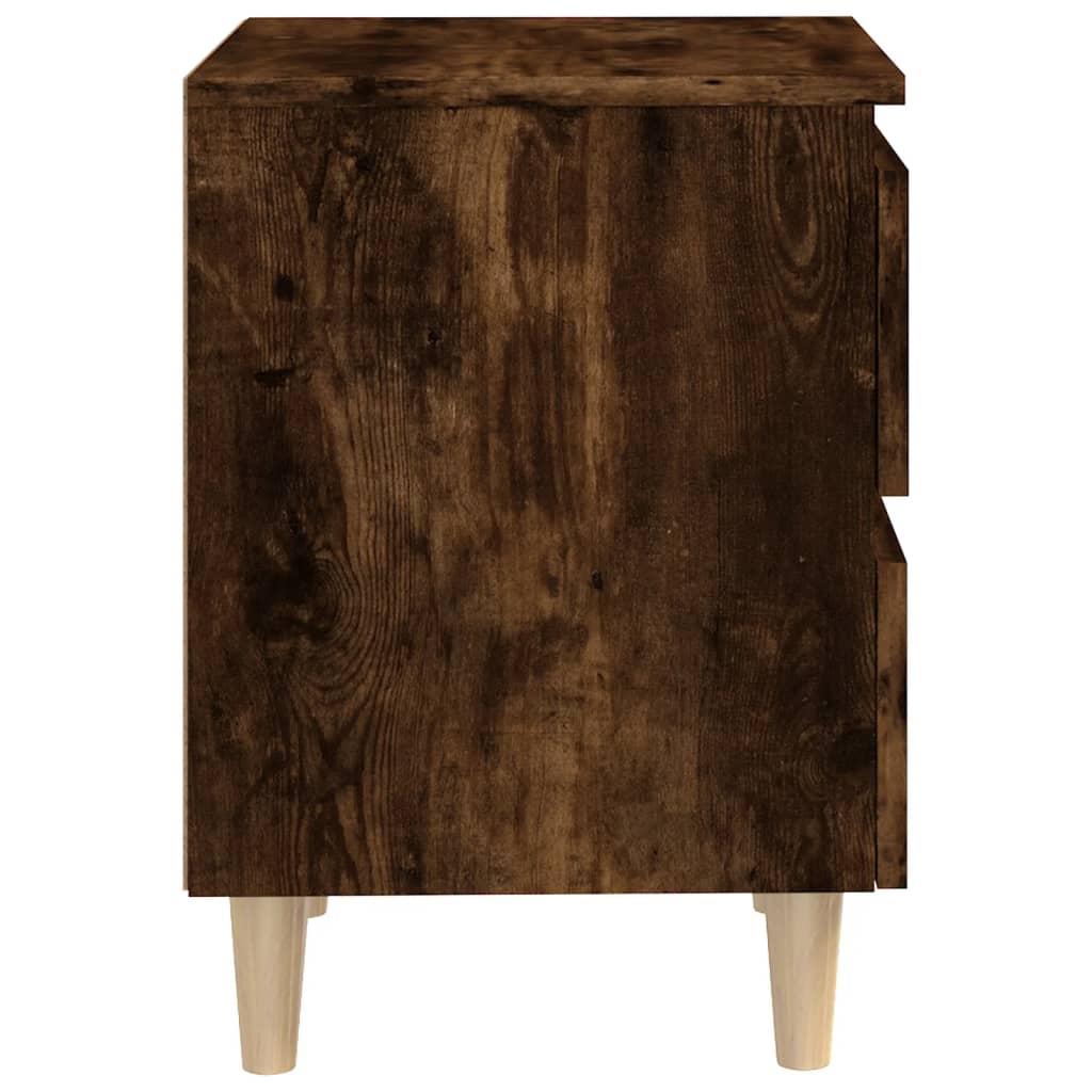 Bed Cabinet with Solid Wood Legs Smoked Oak 40x35x50 cm