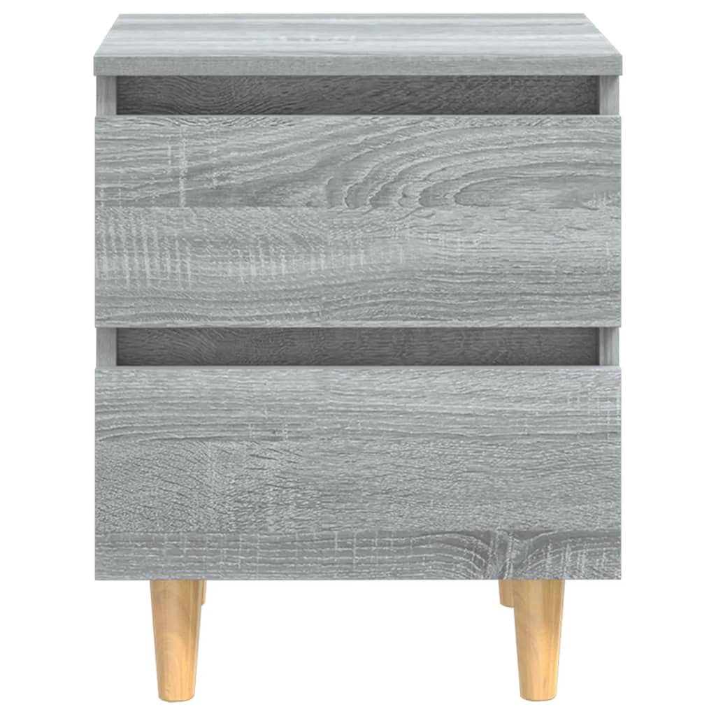 Bed Cabinet with Solid Wood Legs Grey Sonoma 40x35x50 cm