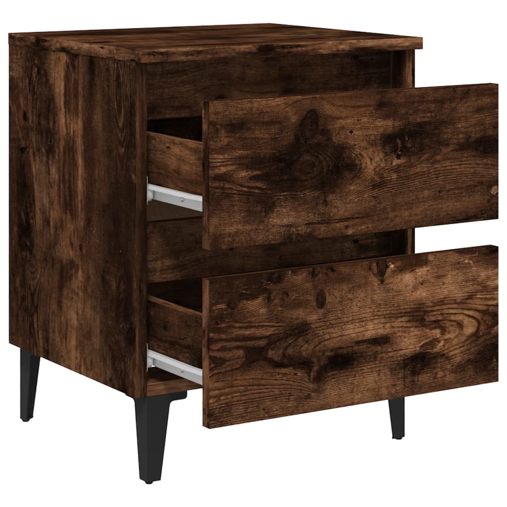 Bed Cabinets with Metal Legs 2 pcs Smoked Oak 40x35x50 cm