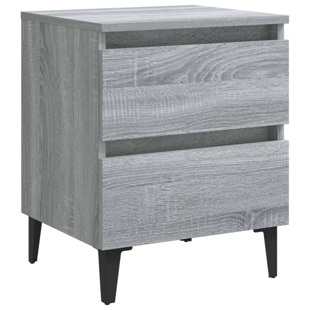 Bed Cabinet with Metal Legs Grey Sonoma 40x35x50 cm