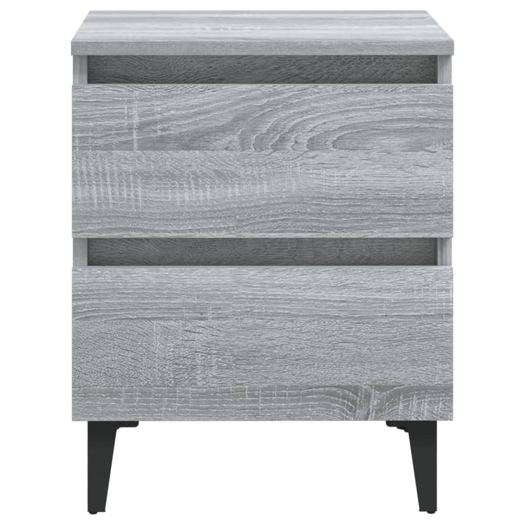 Bed Cabinet with Metal Legs Grey Sonoma 40x35x50 cm