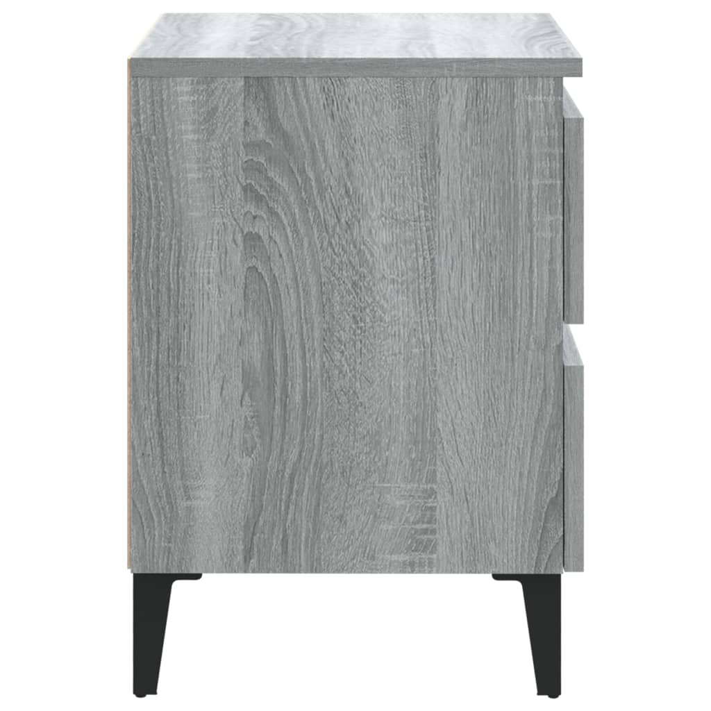 Bed Cabinet with Metal Legs Grey Sonoma 40x35x50 cm