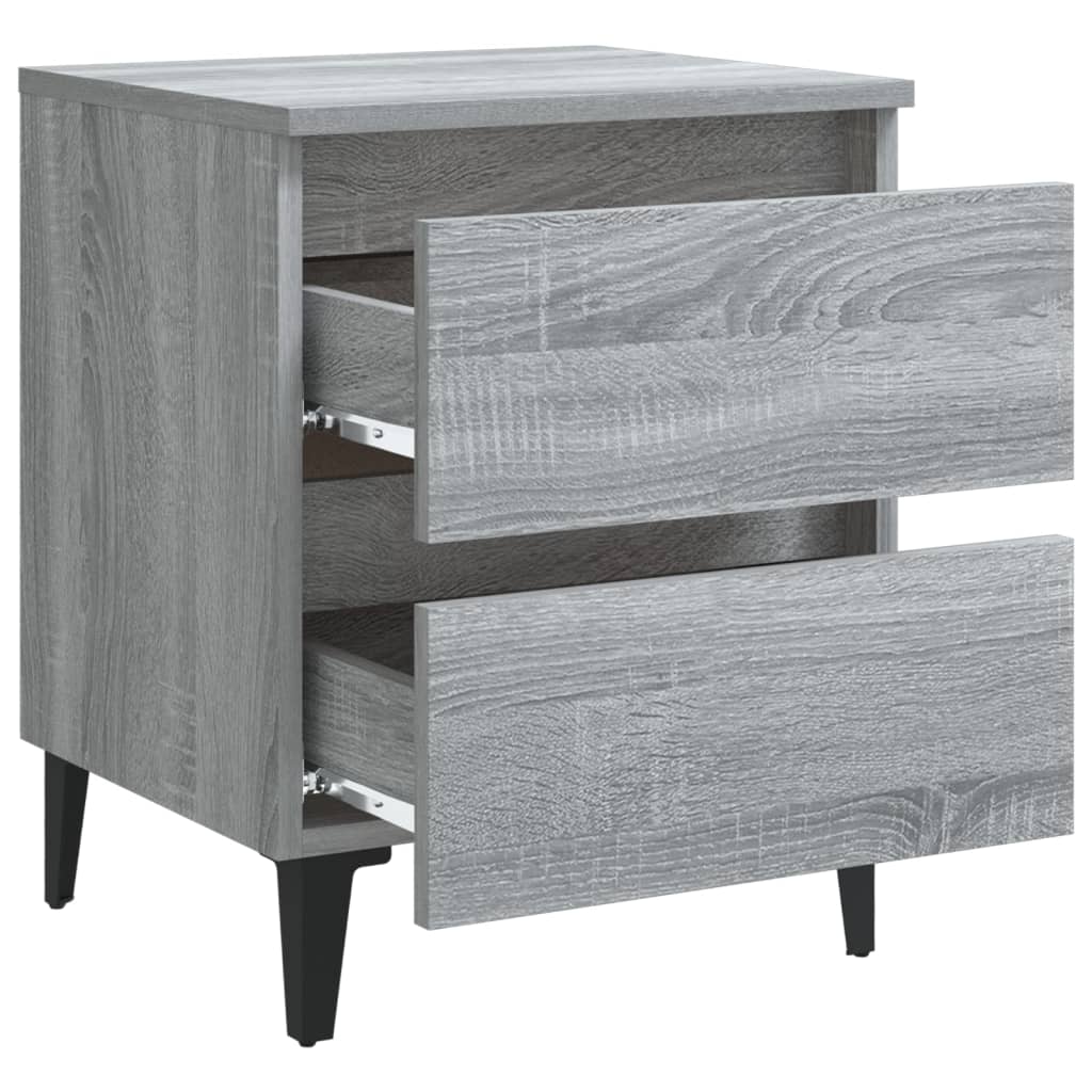Bed Cabinets with Metal Legs 2 pcs Grey Sonoma 40x35x50 cm