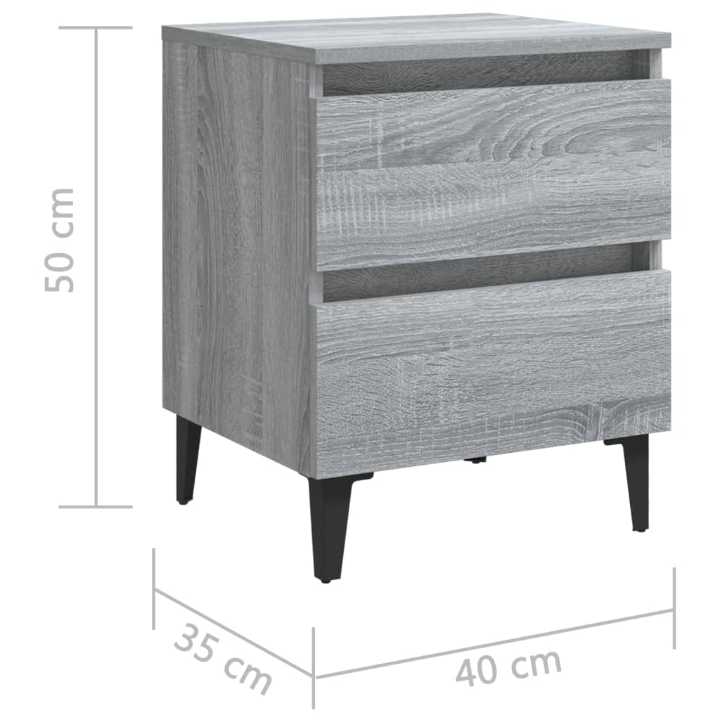 Bed Cabinets with Metal Legs 2 pcs Grey Sonoma 40x35x50 cm