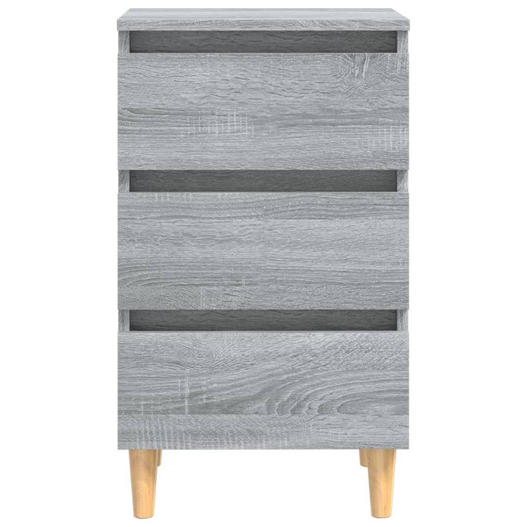 Bed Cabinets with Solid Wood Legs 2 pcs Grey Sonoma 40x35x69 cm