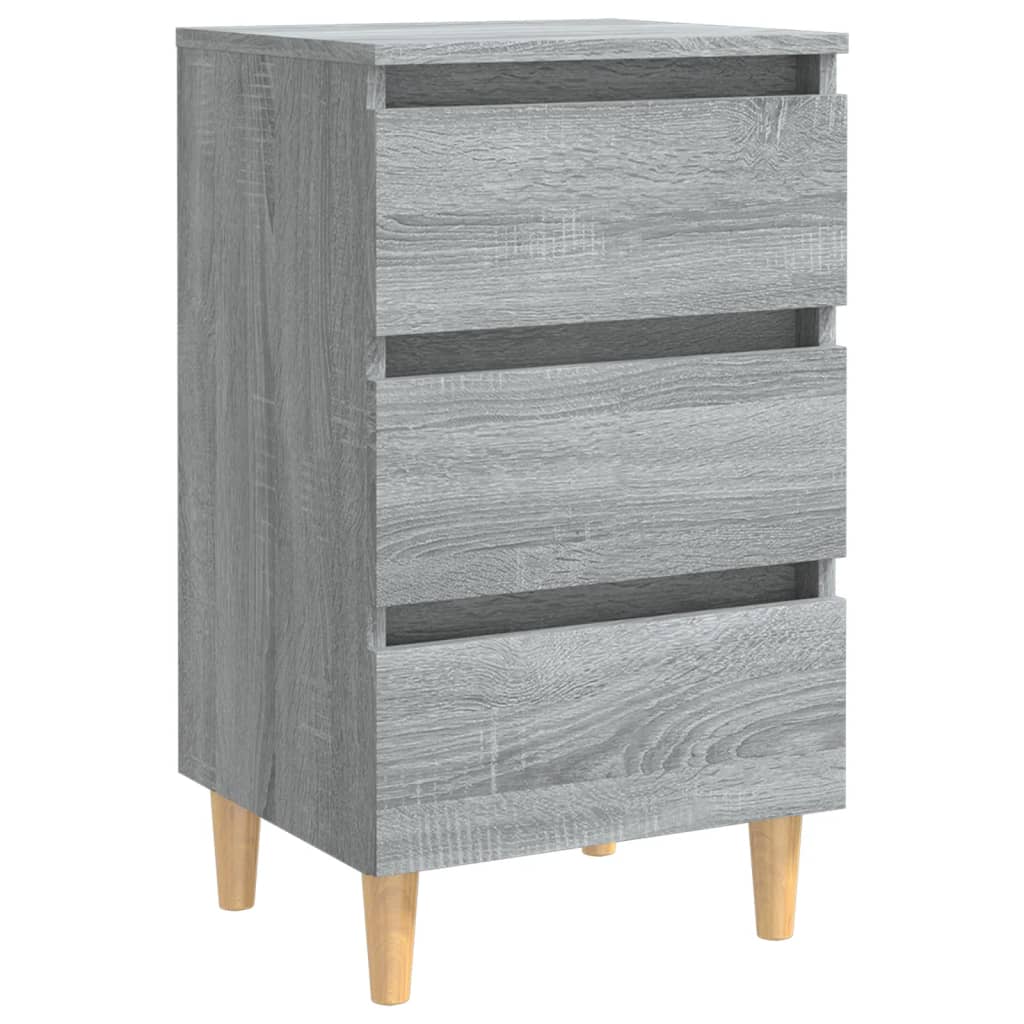 Bed Cabinets with Solid Wood Legs 2 pcs Grey Sonoma 40x35x69 cm