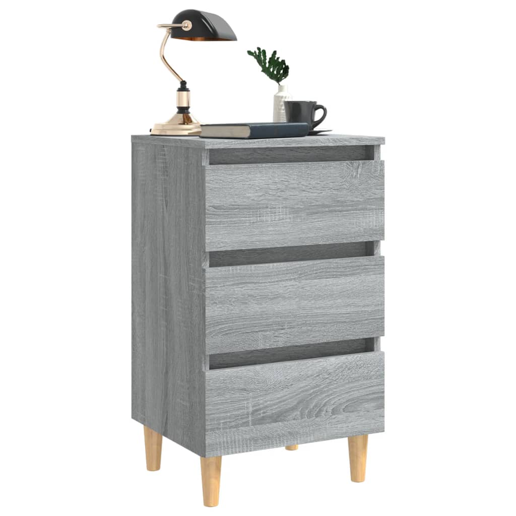 Bed Cabinets with Solid Wood Legs 2 pcs Grey Sonoma 40x35x69 cm