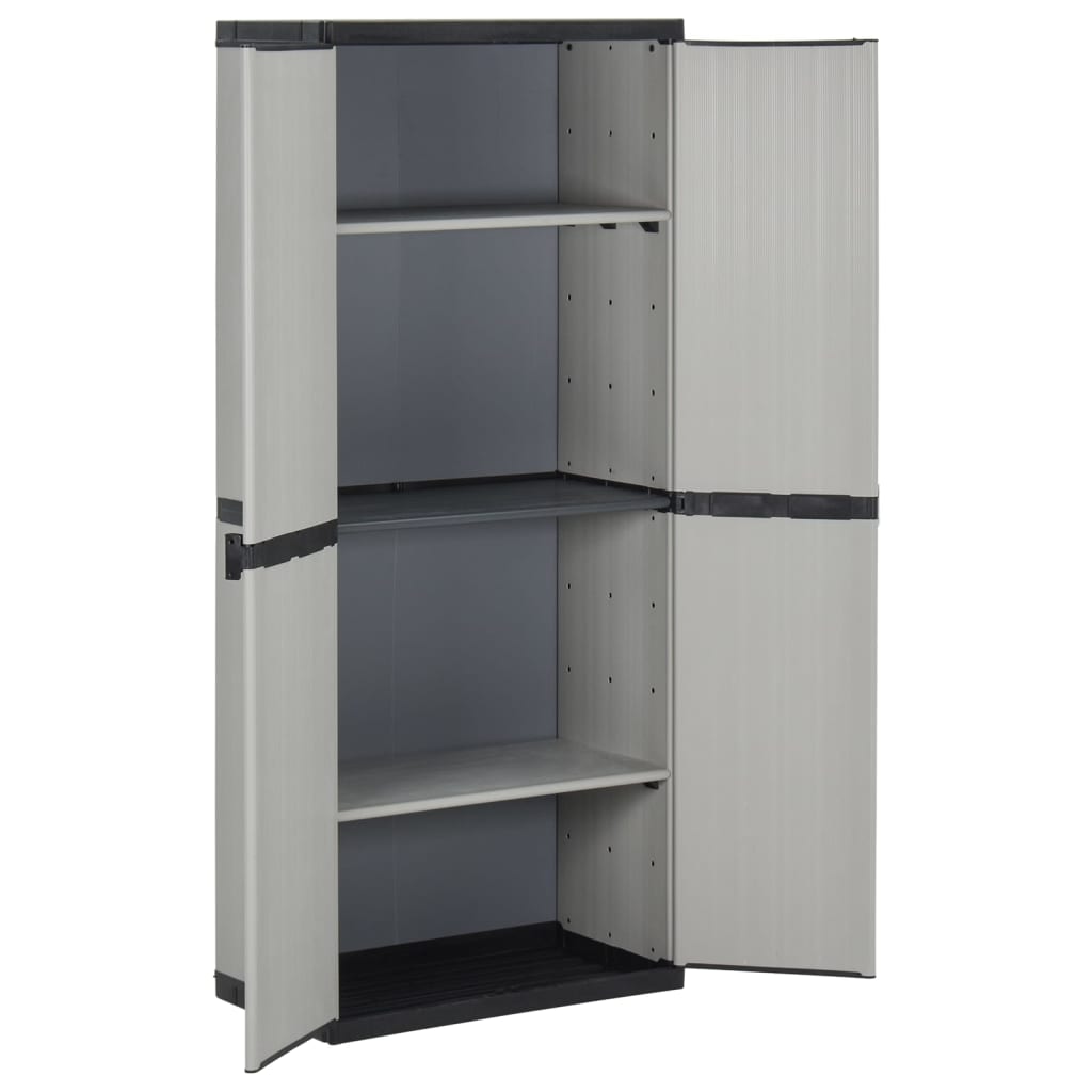 Garden Storage Cabinet with 3 Shelves Grey&Black 68x40x168 cm