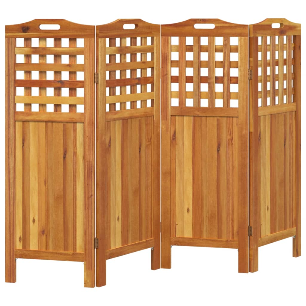 4-Panel Room Divider 162x2x115 cm Solid Wood Acacia