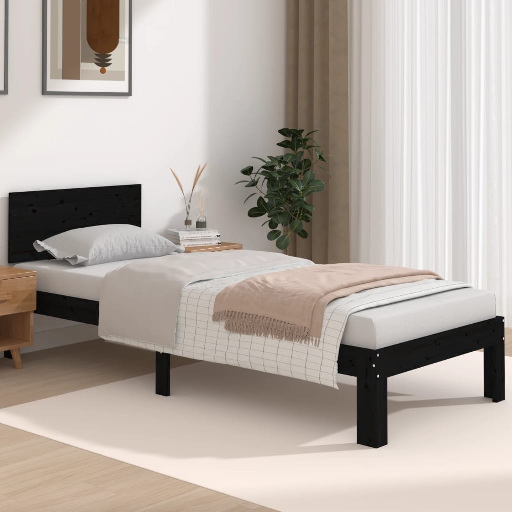 Bed Frame without Mattress Black 75x190cm Small Single