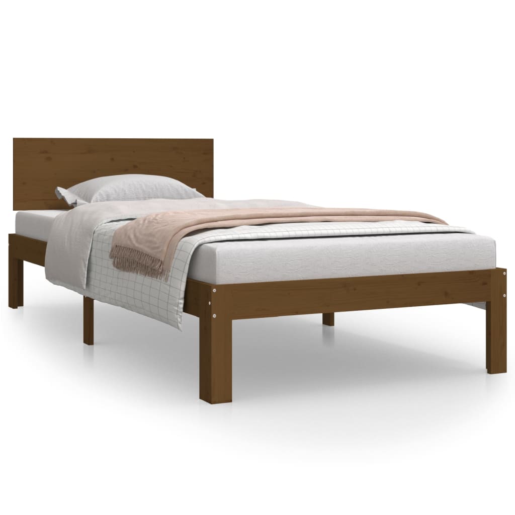 Bed Frame without Mattress Honey Brown Solid Wood Pine 90x200cm