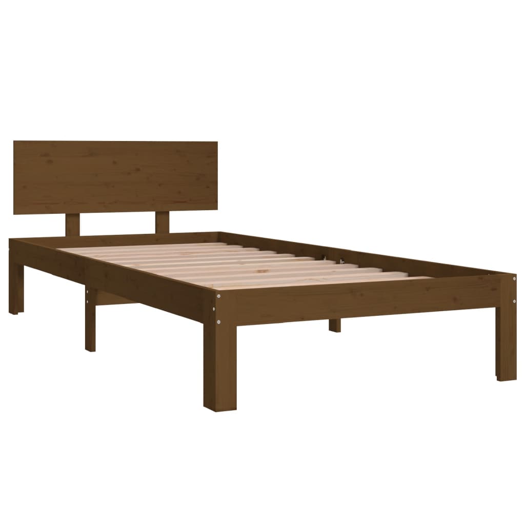 Bed Frame without Mattress Honey Brown Solid Wood Pine 90x200cm