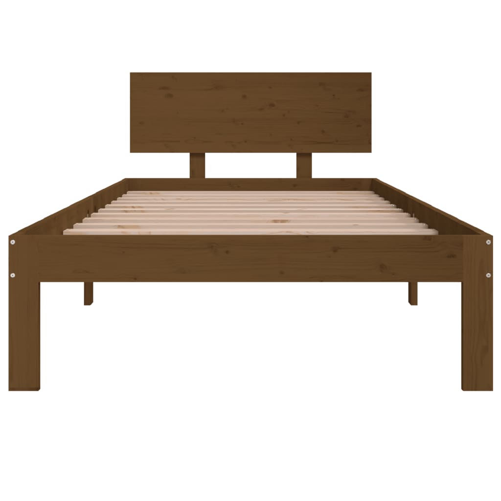 Bed Frame without Mattress Honey Brown Solid Wood Pine 90x200cm