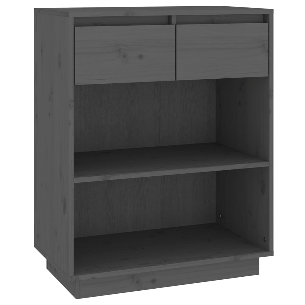 Console Cabinet Grey 60x34x75 cm Solid Wood Pine