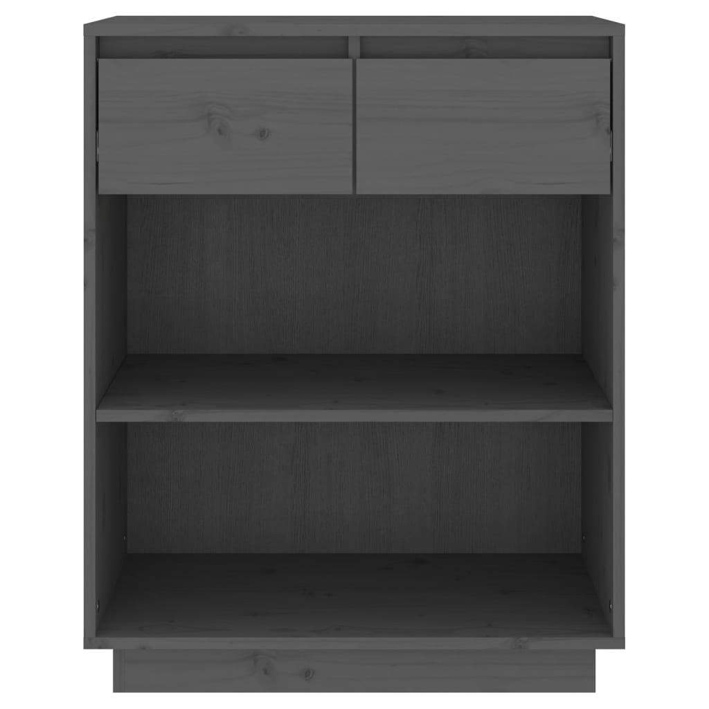 Console Cabinet Grey 60x34x75 cm Solid Wood Pine
