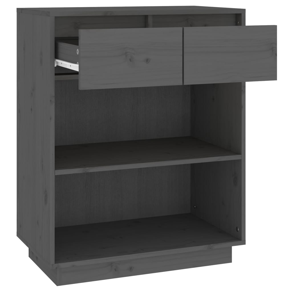 Console Cabinet Grey 60x34x75 cm Solid Wood Pine