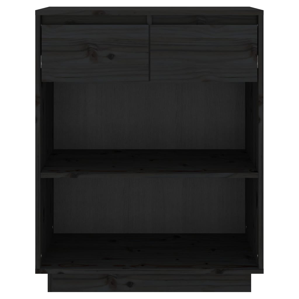 Console Cabinet Black 60x34x75 cm Solid Wood Pine