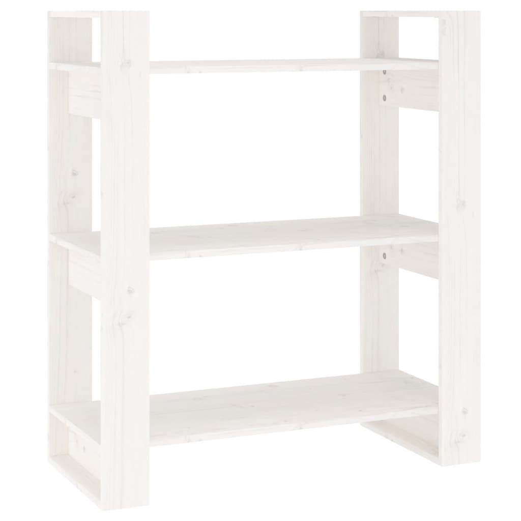 Book Cabinet/Room Divider White 80x35x91 cm Solid Wood Pine