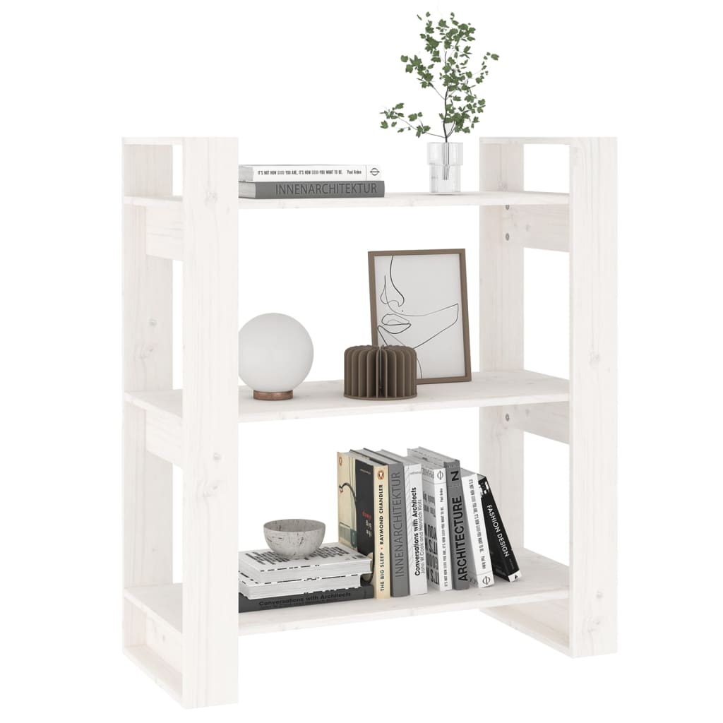 Book Cabinet/Room Divider White 80x35x91 cm Solid Wood Pine