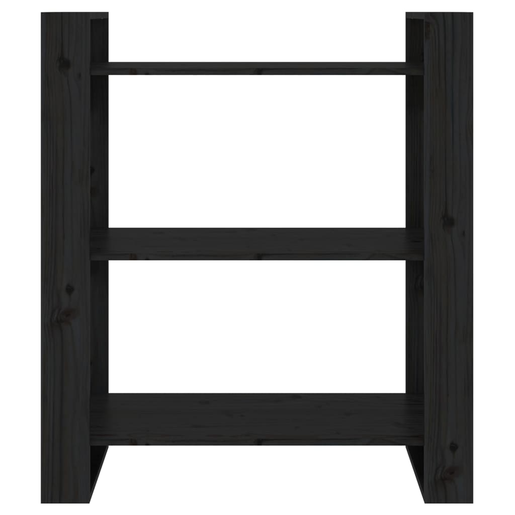 Book Cabinet/Room Divider Black 80x35x91 cm Solid Wood Pine