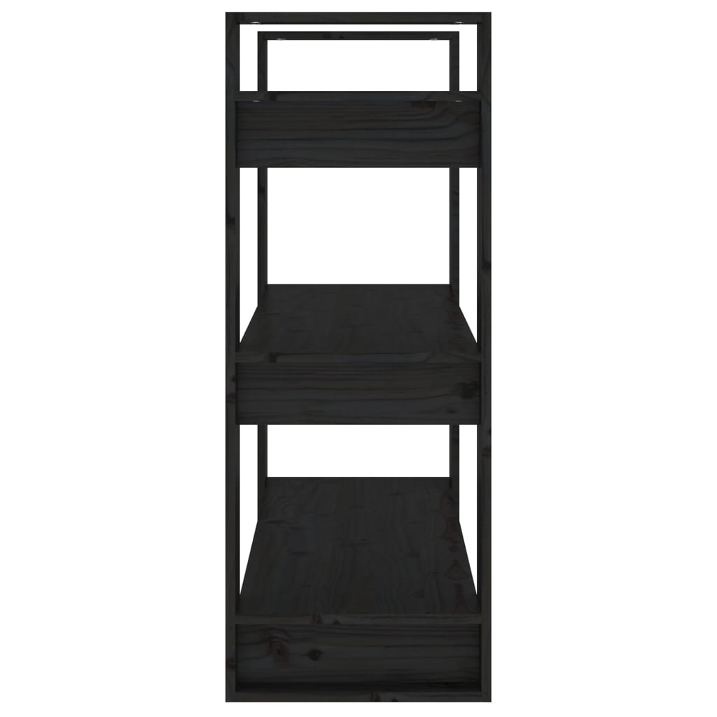 Book Cabinet/Room Divider Black 80x35x91 cm Solid Wood Pine