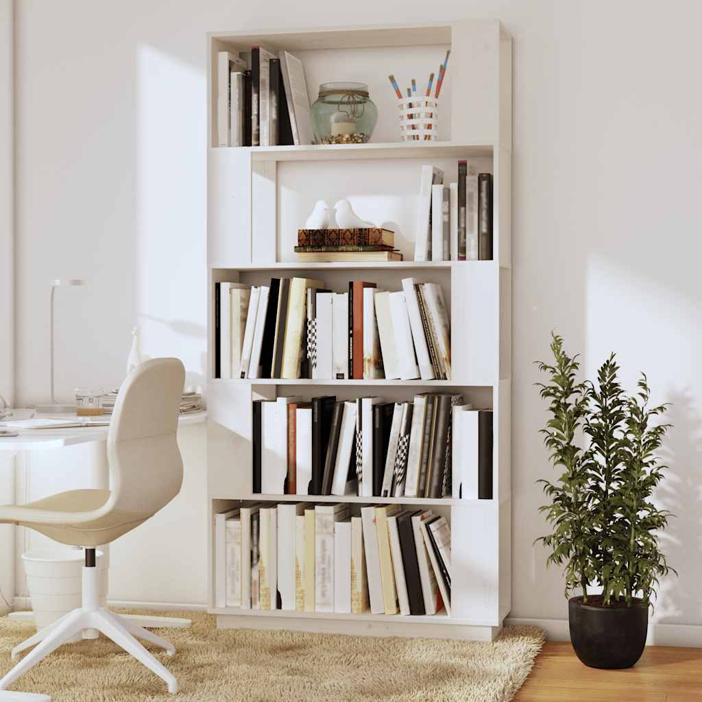 Book Cabinet/Room Divider White 80x25x163.5 cm Solid Wood Pine