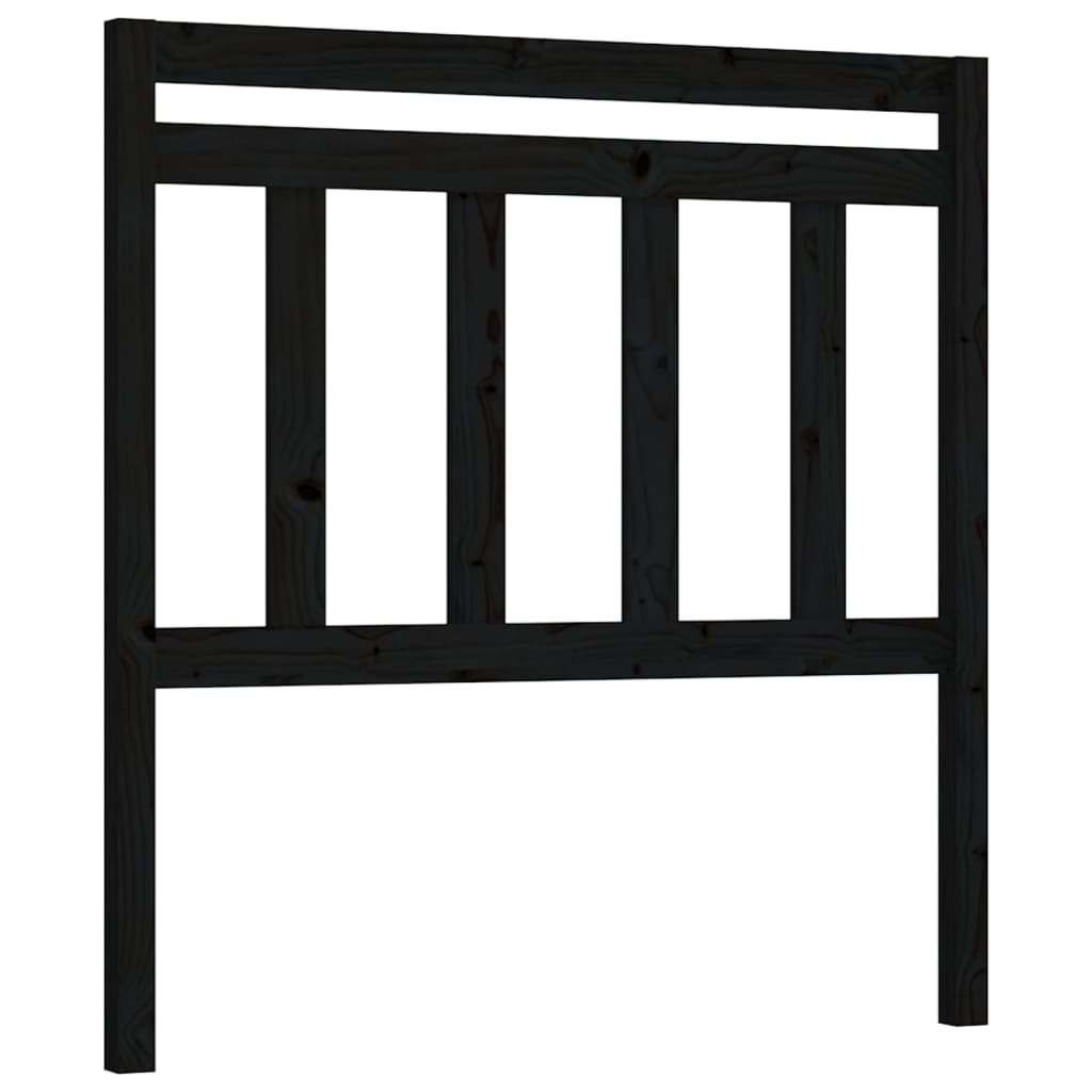 Bed Headboard Black 81x4x100 cm Solid Wood Pine