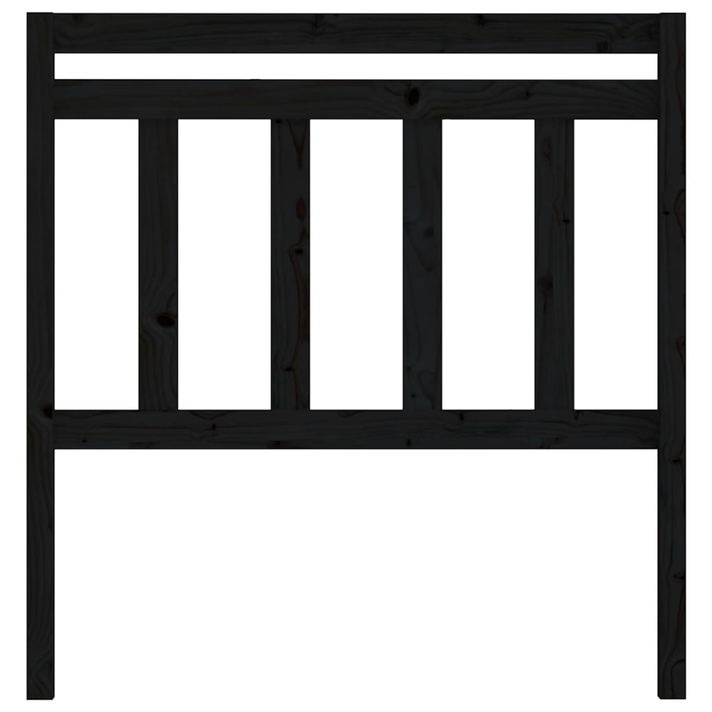 Bed Headboard Black 81x4x100 cm Solid Wood Pine