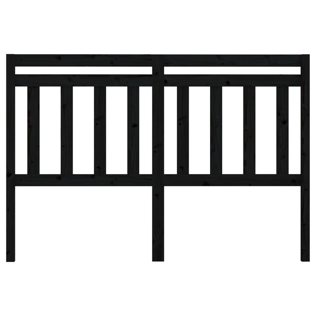 Bed Headboard Black 126x4x100 cm Solid Wood Pine
