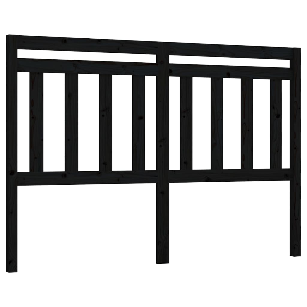 Bed Headboard Black 166x4x100 cm Solid Wood Pine
