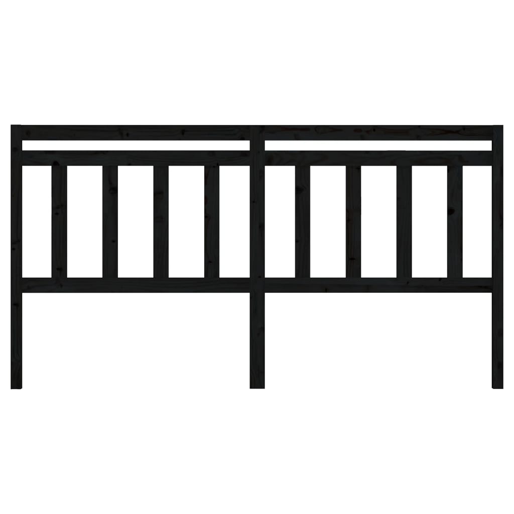 Bed Headboard Black 186x4x100 cm Solid Wood Pine