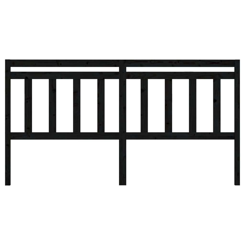 Bed Headboard Black 206x4x100 cm Solid Wood Pine