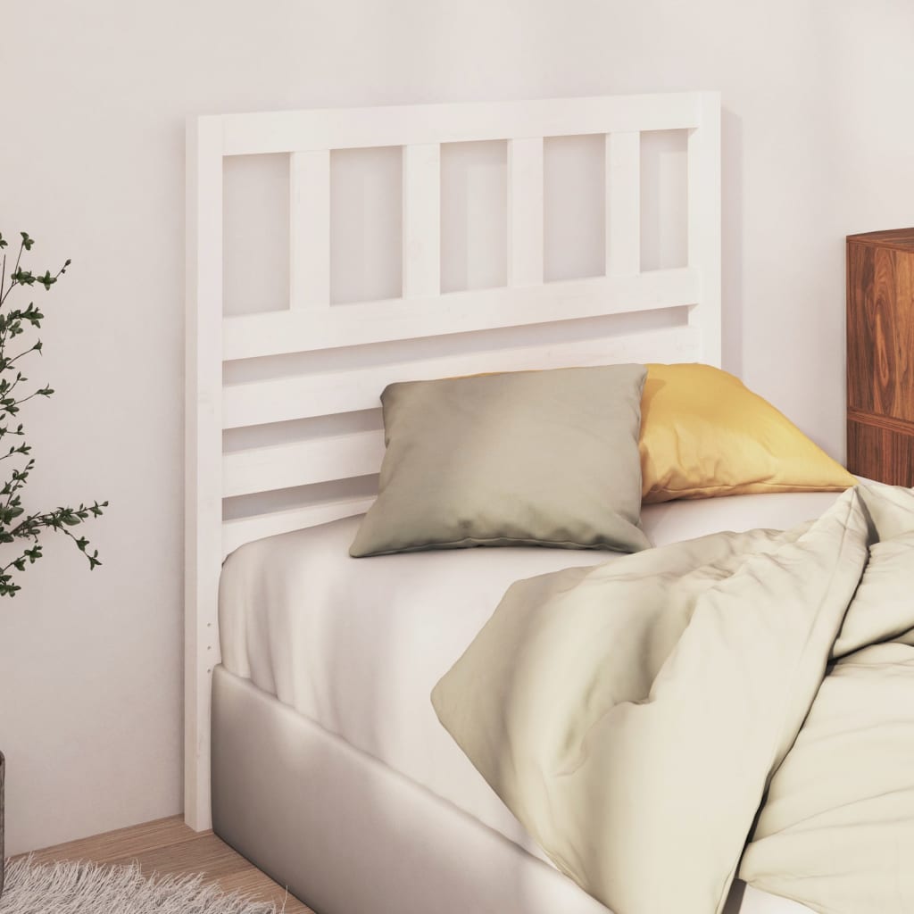 Bed Headboard White 81x4x100 cm Solid Wood Pine