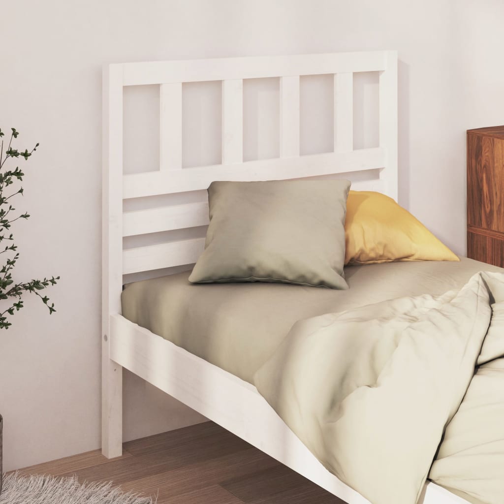 Bed Headboard White 81x4x100 cm Solid Wood Pine