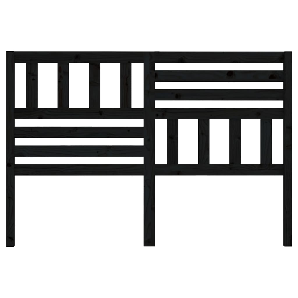 Bed Headboard Black 146x4x100 cm Solid Wood Pine