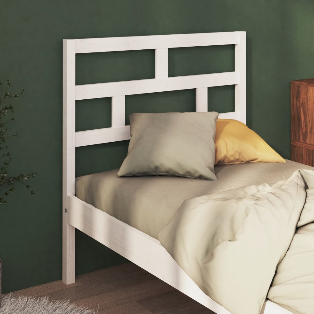 Bed Headboard White 81x4x100 cm Solid Wood Pine