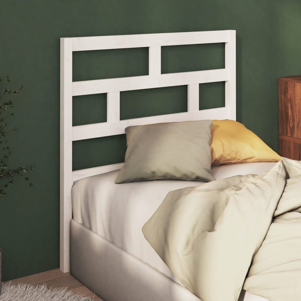 Bed Headboard White 81x4x100 cm Solid Wood Pine