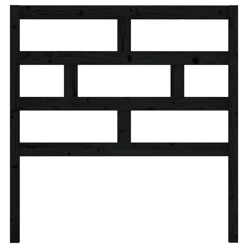 Bed Headboard Black 81x4x100 cm Solid Wood Pine