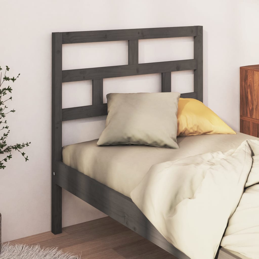 Bed Headboard Grey 96x4x100 cm Solid Wood Pine
