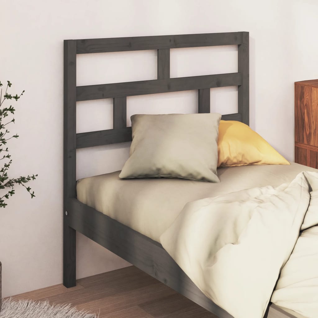 Bed Headboard Grey 106x4x100 cm Solid Wood Pine