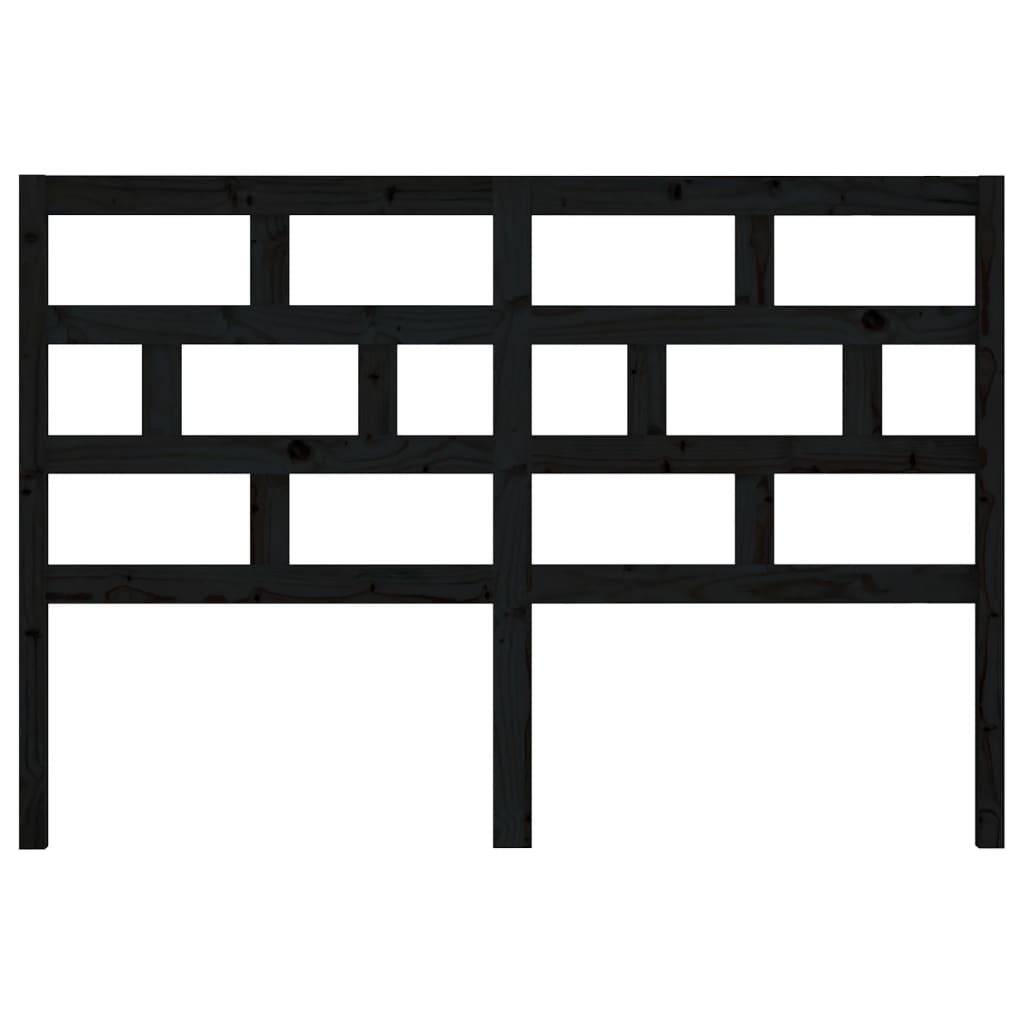Bed Headboard Black 141x4x100 cm Solid Wood Pine